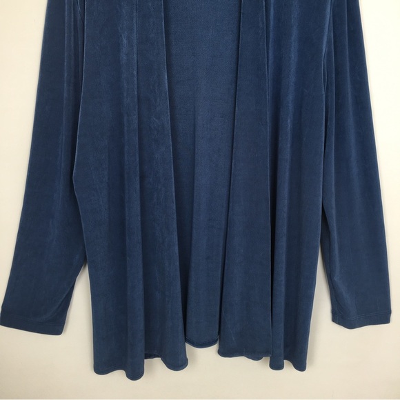 Chico’s Traveler's Open Front Cardigan Slinky Stretchy Blue Women’s Size 16 - Picture 4 of 10
